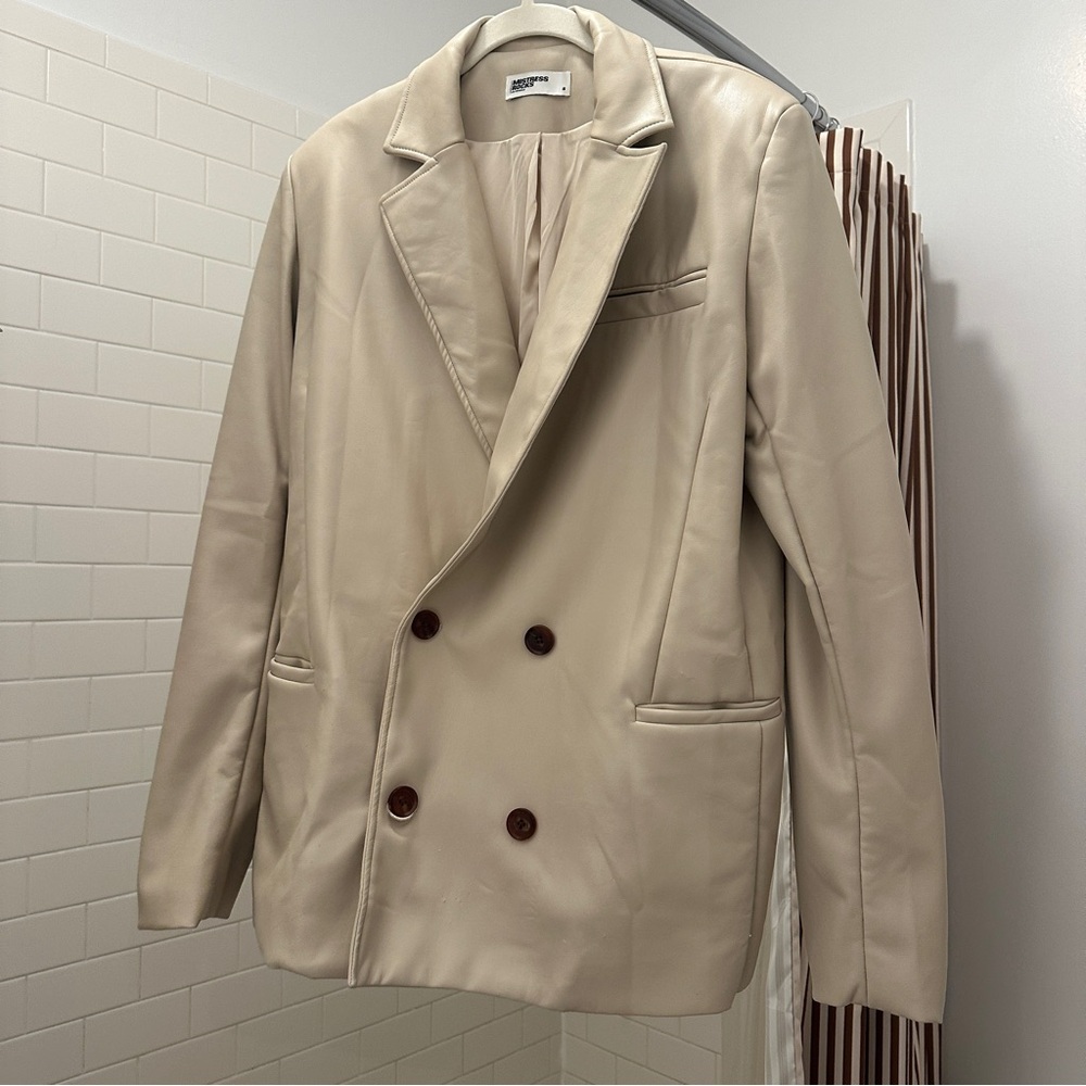 Faux leather blazer